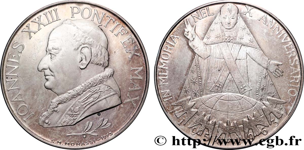 ITALIE - ÉTATS DU PAPE - JEAN XXIII (Angelo Guiseppe Roncalli) Médaille, 10e anniversaire de la mort du pape Jean XXIII BE