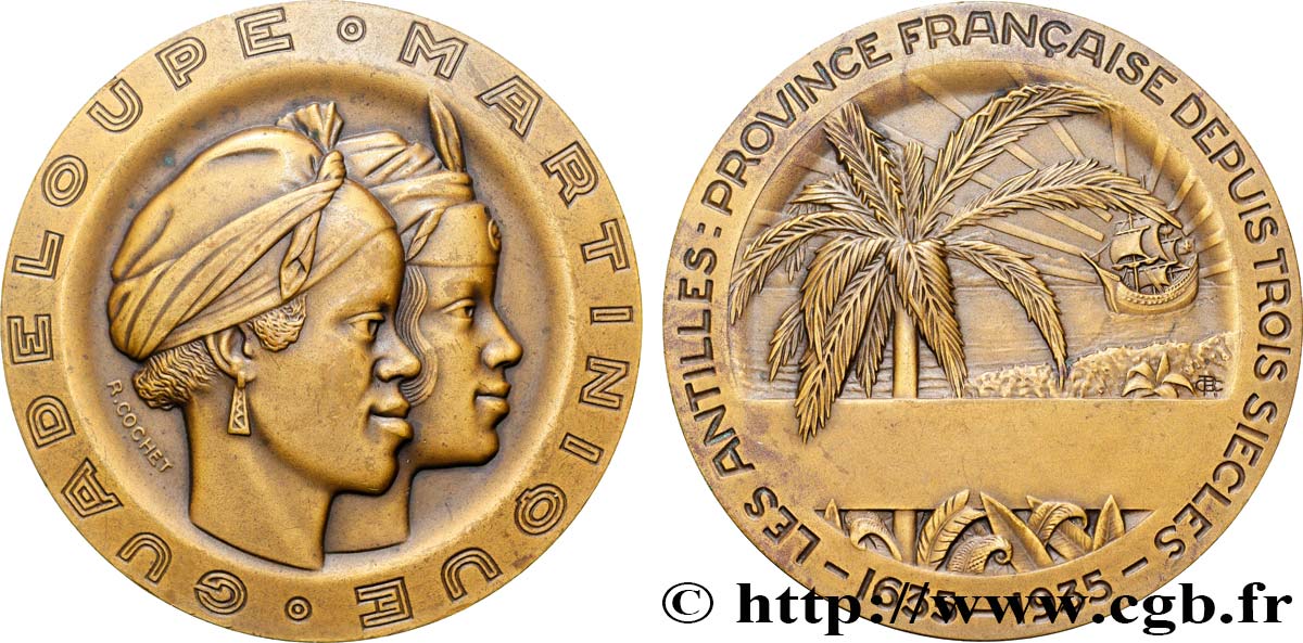 ANTILLES FRANÇAISES Médaille, Tri-centenaire des Antilles, Guadeloupe et Martinique TTB+/SUP