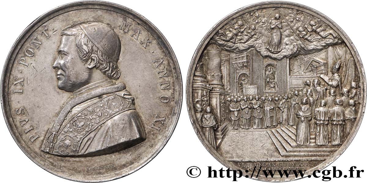VATICAN - PIUS IX (Giovanni Maria Mastai Ferretti) Médaille, Proclamation du dogme de l’Immaculée Conception XF