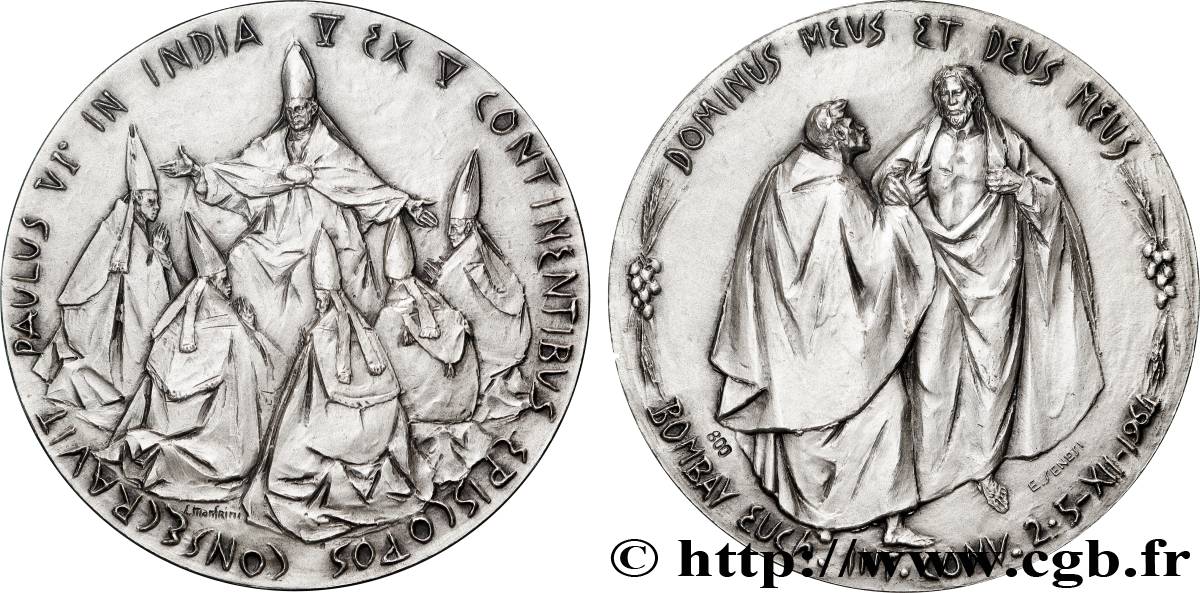 VATICAN AND PAPAL STATES Médaille, Paul VI, Visite en Inde AU