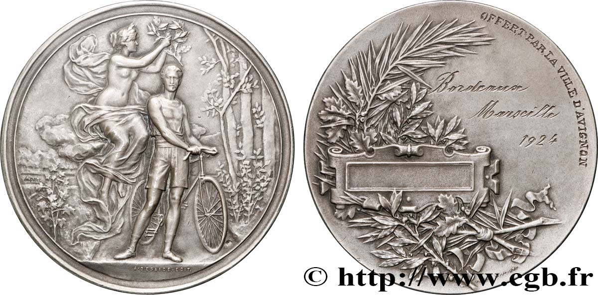 TROISIÈME RÉPUBLIQUE Médaille, Course cycliste Bordeaux-Marseille SUP