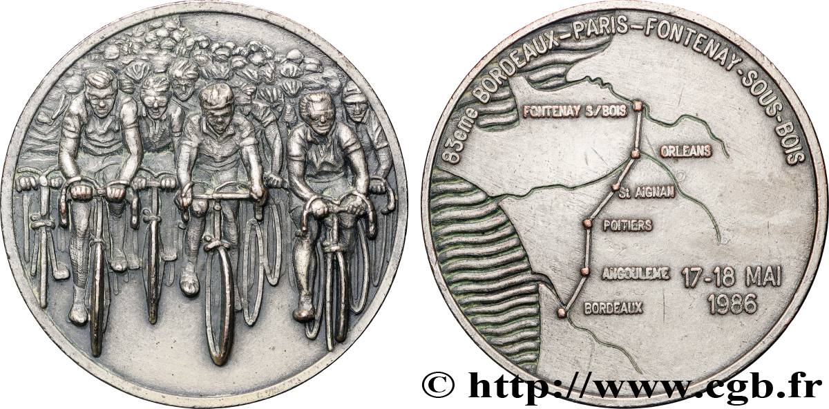 FUNFTE FRANZOSISCHE REPUBLIK Médaille, Course cycliste Paris-Bordeaux  fVZ