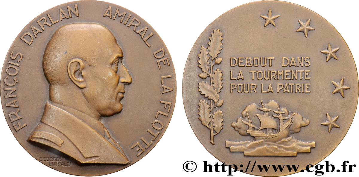 ETAT FRANÇAIS Médaille, François Darlan, amiral de la flotte AU