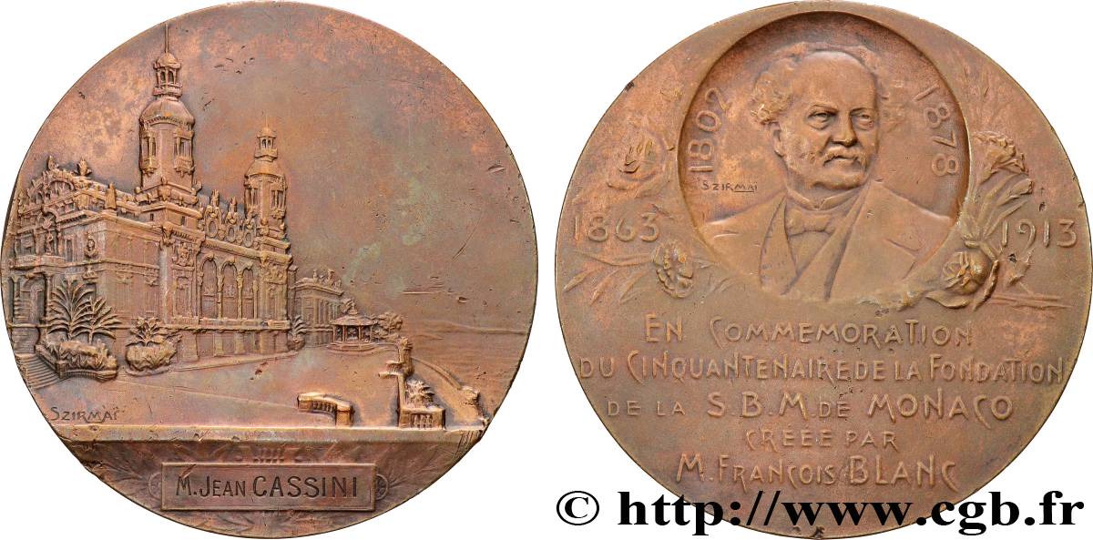 MONACO - PRINCIPAUTÉ DE MONACO - CHARLES III Médaille, Commémoration du cinquantenaire de la fondation de la S. B. M. de Monaco TTB