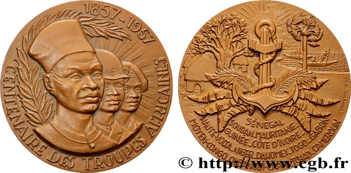 AFRIQUE OCCIDENTALE FRANÇAISE Médaille, Centenaire des troupes africaines TTB+