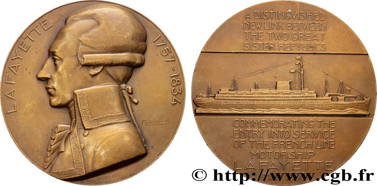 III REPUBLIC Médaille, Paquebot M. S. Lafayette AU