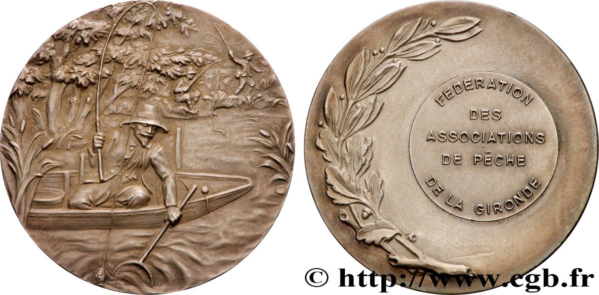 SOCIÉTÉS D AGRICULTURE, HORTICULTURE, PÈCHE ET CHASSE Médaille, Fédération des associations de pêche de la Gironde  VZ