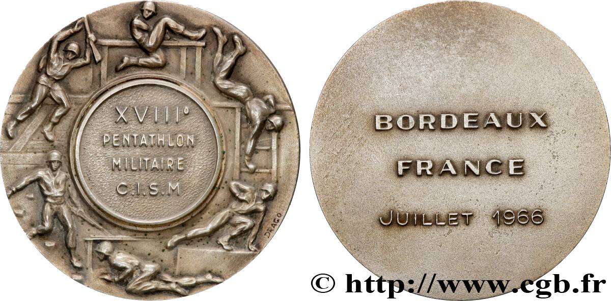 CINQUIÈME RÉPUBLIQUE Médaille, 18ème penthatlon militaire TTB+