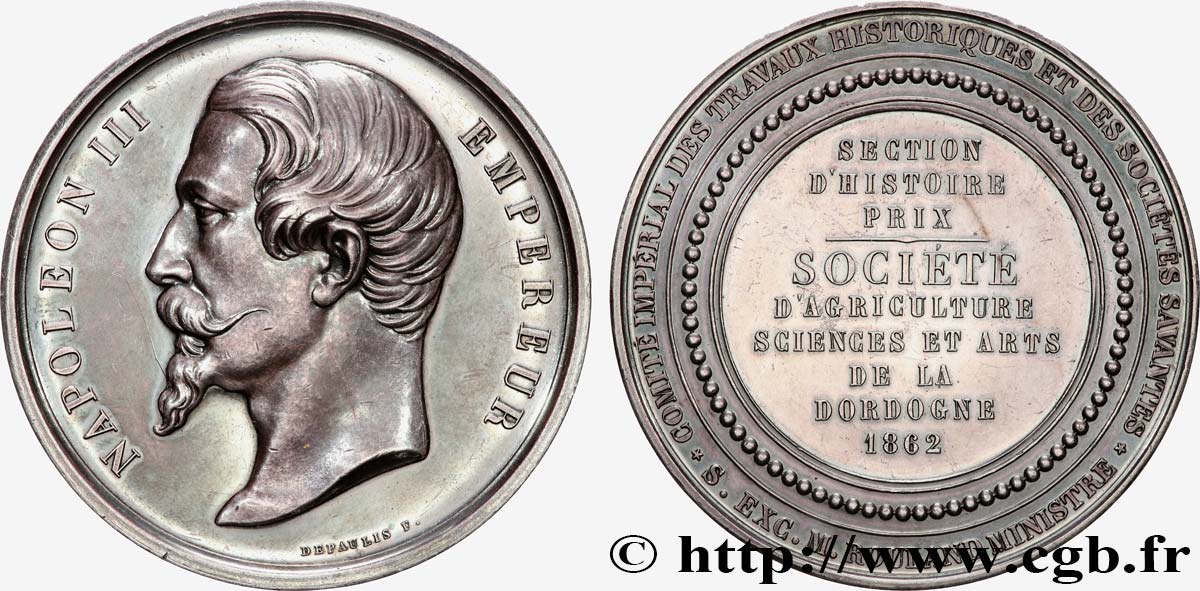 SECOND EMPIRE Médaille, Comité impérial des travaux historiques et des sociétés savantes TTB+