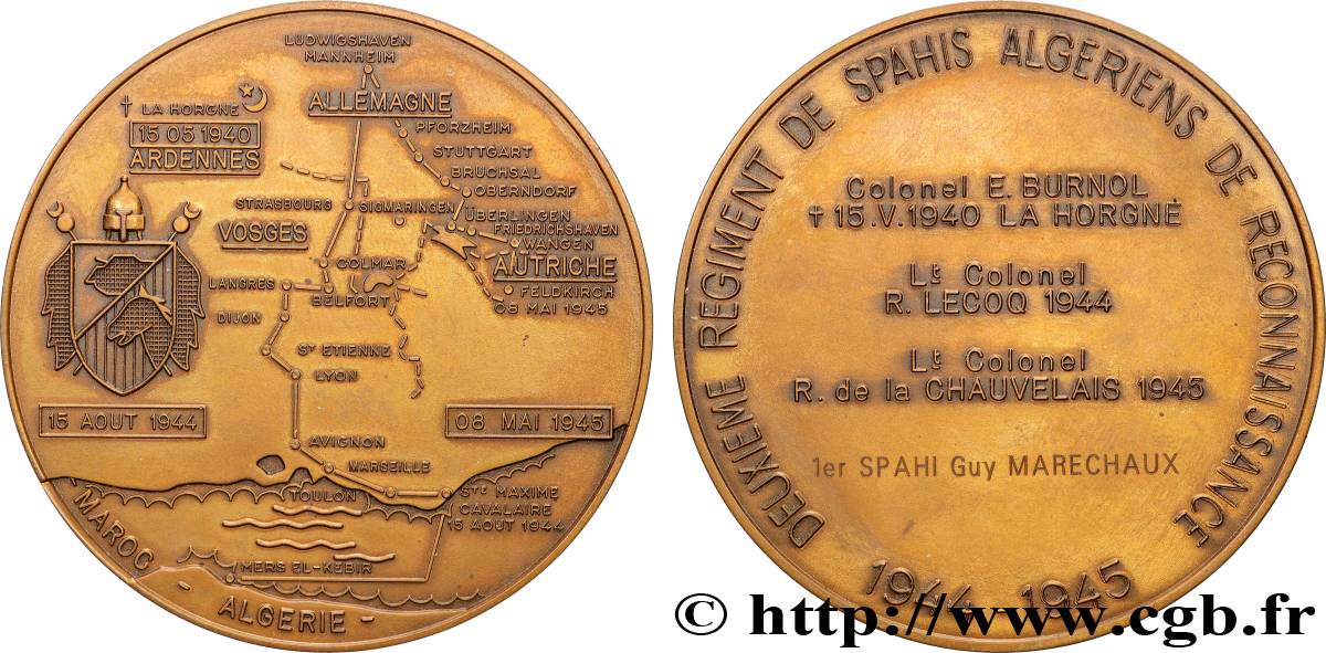 GOUVERNEMENT PROVISOIRE DE LA RÉPUBLIQUE FRANÇAISE Médaille, Deuxième régiment de spahis algériens de reconnaissance SUP