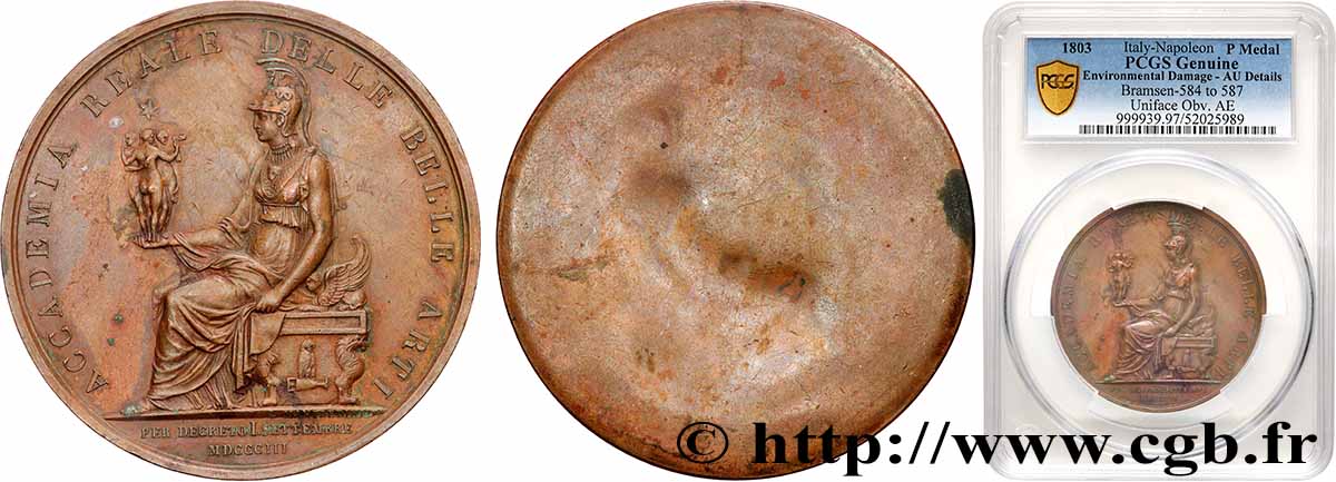 ITALIE - LOMBARDIE - FRANÇOIS II Médaille, Académie Royale des Beaux-Arts, tirage uniface - essai SUP
