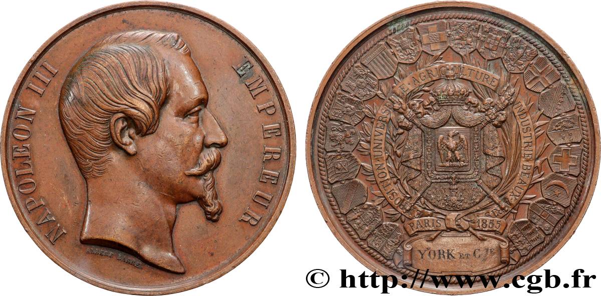 SECOND EMPIRE Médaille, Exposition universelle, Agriculture, Industrie et Beaux-Arts TTB