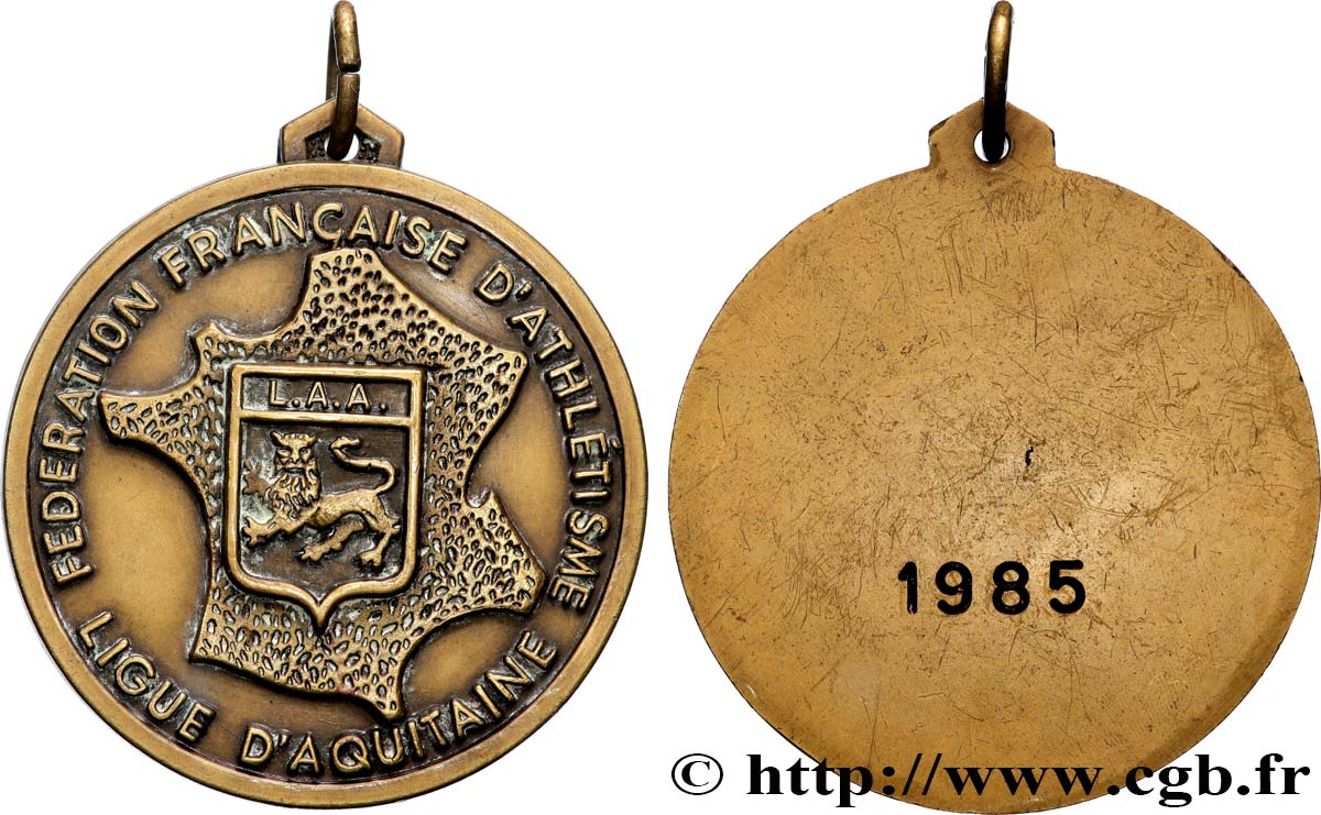 FUNFTE FRANZOSISCHE REPUBLIK Médaille, Ligue d’Aquitaine de la FFA fVZ