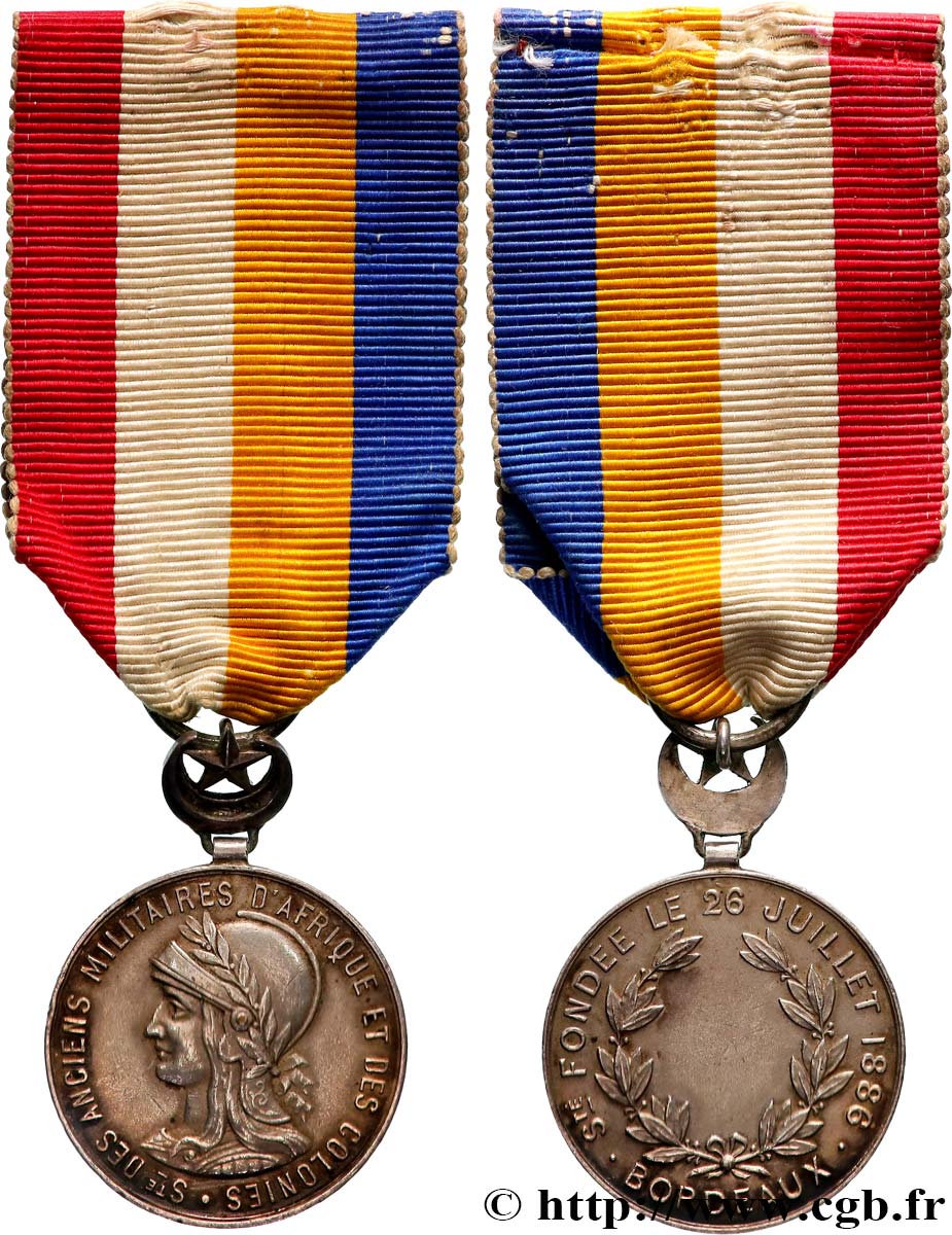 III REPUBLIC Médaille, Société des anciens militaires d’Afrique et des colonies AU/AU