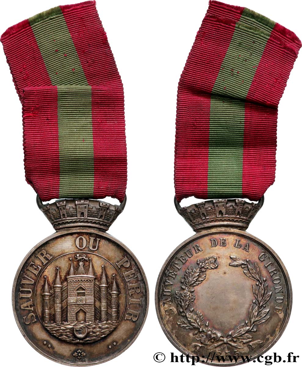 SECOND EMPIRE Médaille, Sauveteurs de la Gironde AU
