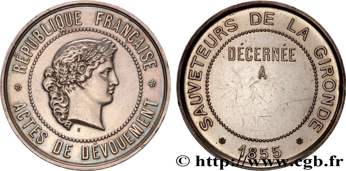 III REPUBLIC Médaille, Sauveteurs de la Gironde AU