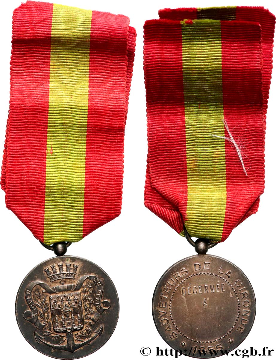 TROISIÈME RÉPUBLIQUE Médaille, Sauveteurs de la Gironde TTB+