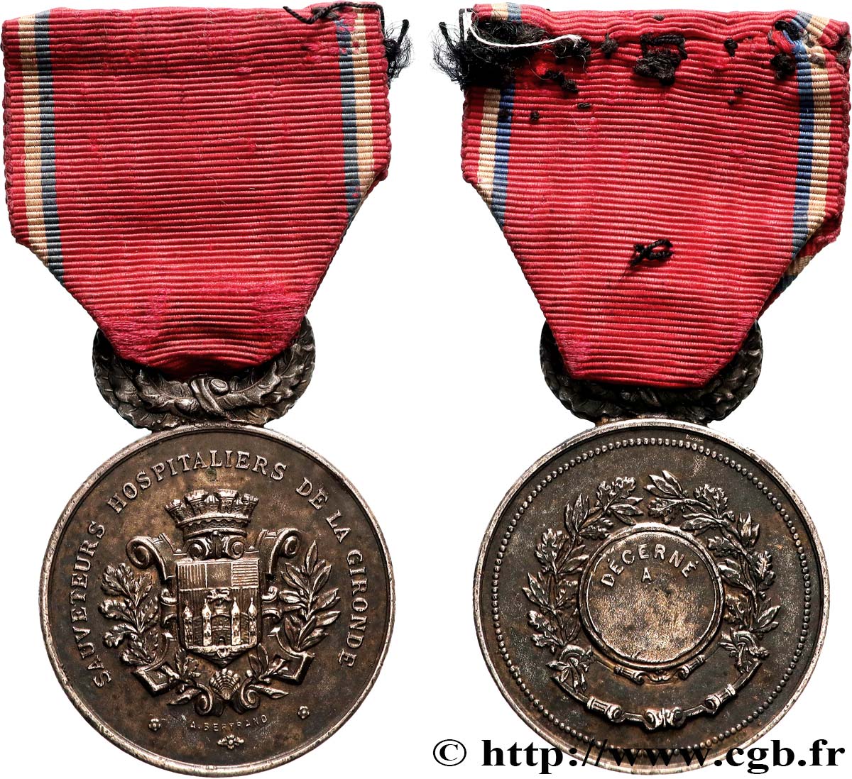 MÉDECINE - SOCIÉTÉS MÉDICALES - MÉDECINS/CHIRURGIENS - ASSISTANCE PUBLIQUE Médaille,  Décoration des sauveurs hospitaliers de la Gironde  TTB+