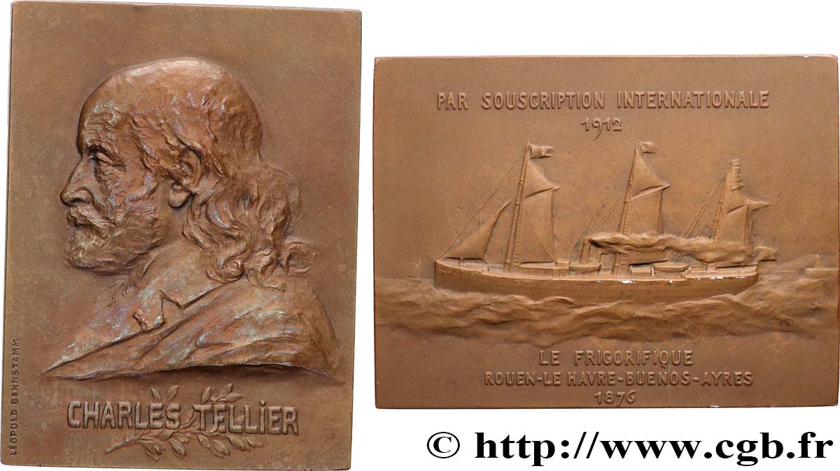 III REPUBLIC Plaquette, Charles Tellier, Le Frigorifique AU