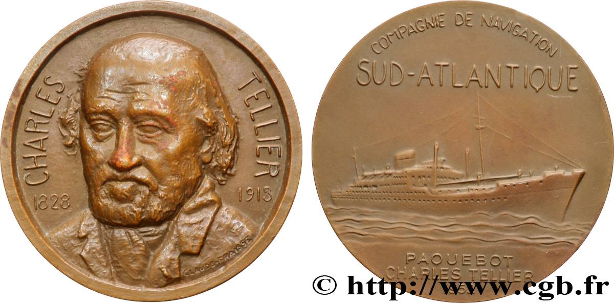 IV REPUBLIC Médaille, Charles Tellier, Le Paquebot AU
