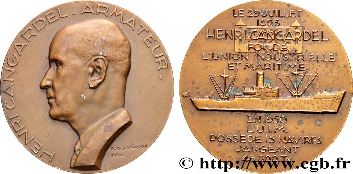 QUATRIÈME RÉPUBLIQUE Médaille, Henri Cangardel SUP/TTB+