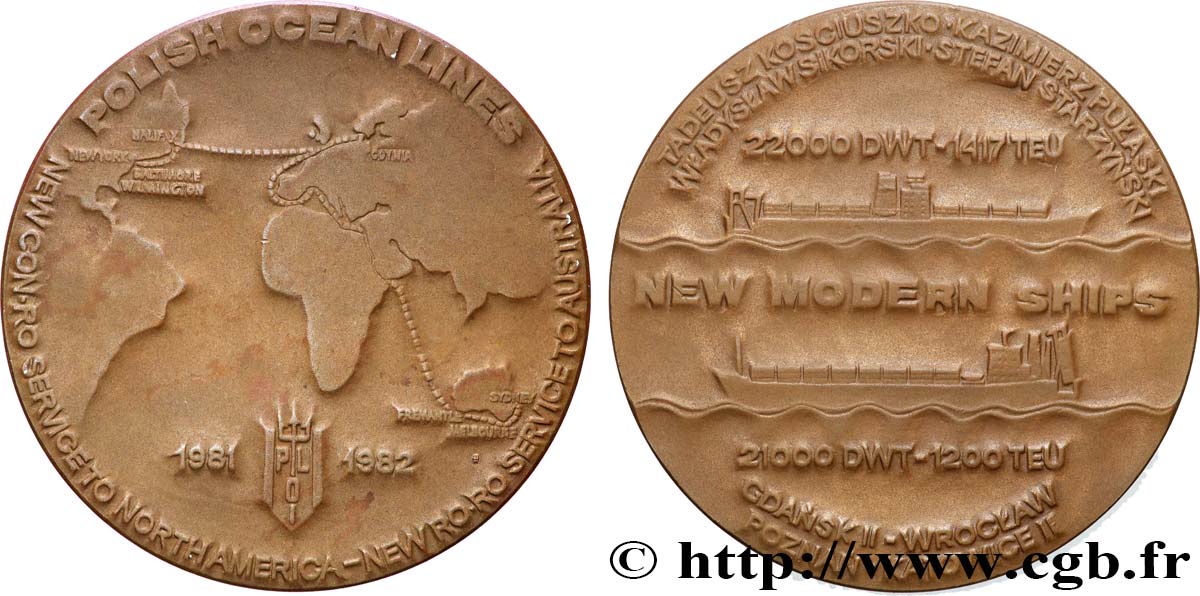 POLOGNE Médaille, Polish Ocean Lines SUP