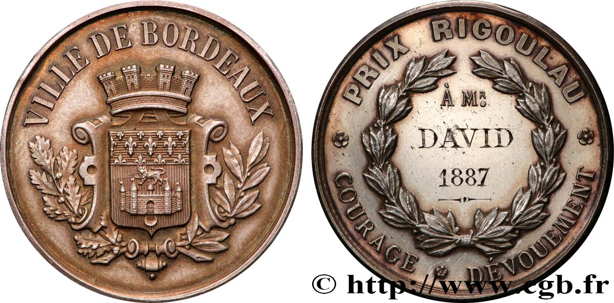 III REPUBLIC Médaille, Prix Rigoulau AU