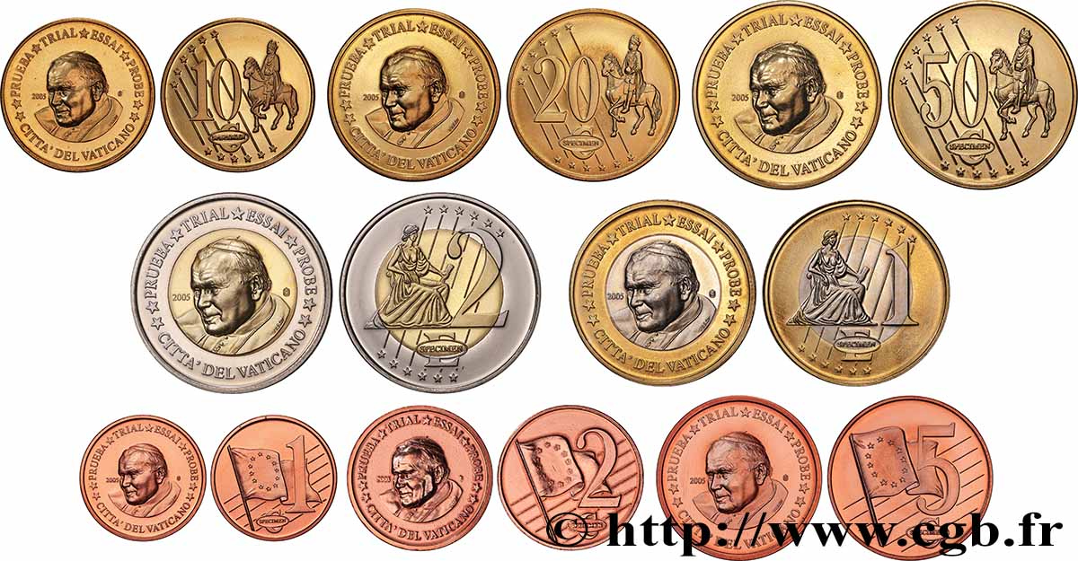 EUROPA Série de 8 médailles, Essai Euros Vatican SPL