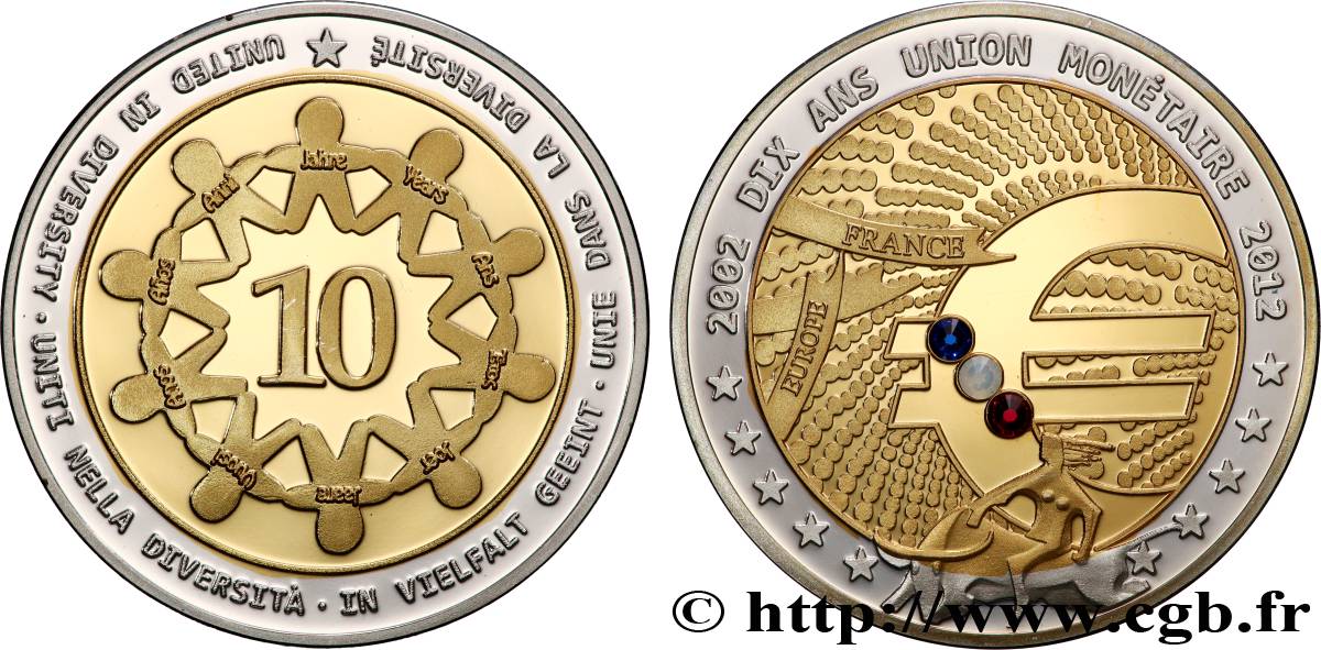 V REPUBLIC Médaille, 10 ans de l’Euro, Luxembourg Proof set