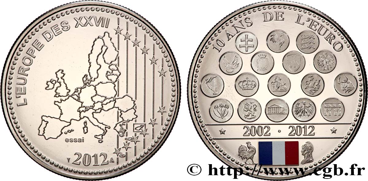 V REPUBLIC Médaille, L’europe de XXVII, 10 ans de l’euro Proof set