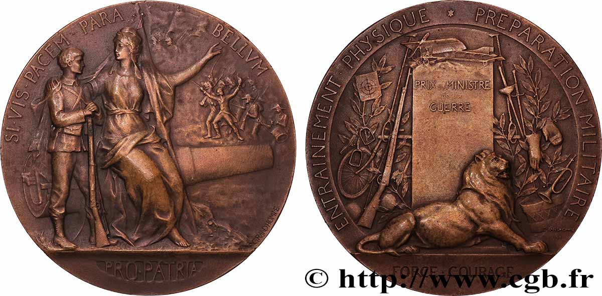 TERZA REPUBBLICA FRANCESE Médaille, PRO PATRIA - Préparation militaire BB