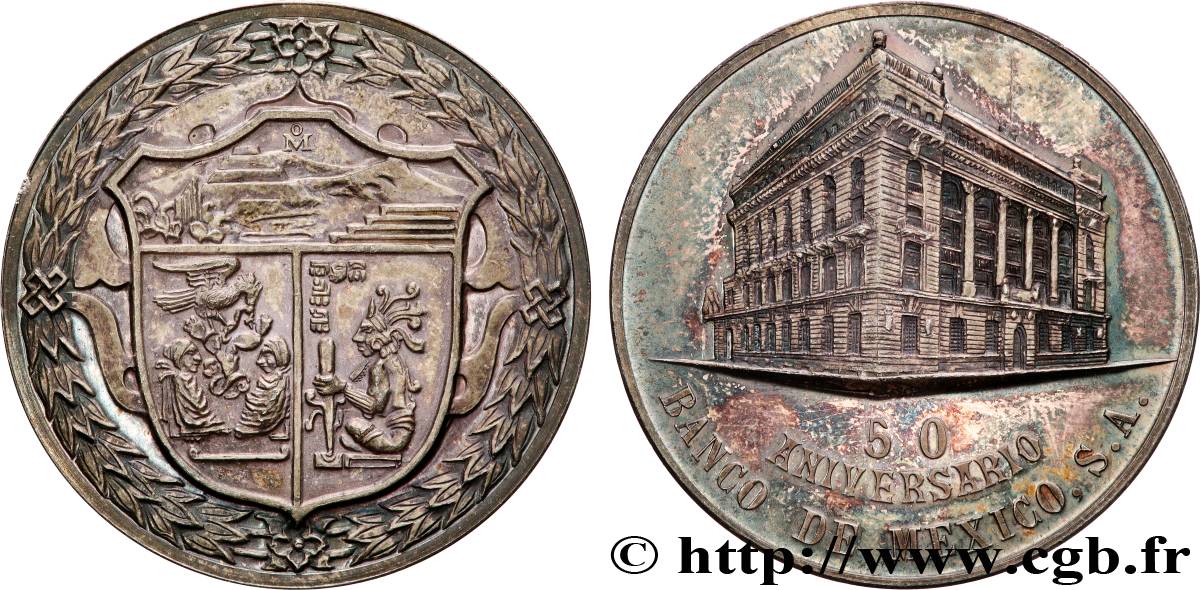 MEXIQUE Médaille, 50e anniversaire de la Banque de Mexico SUP