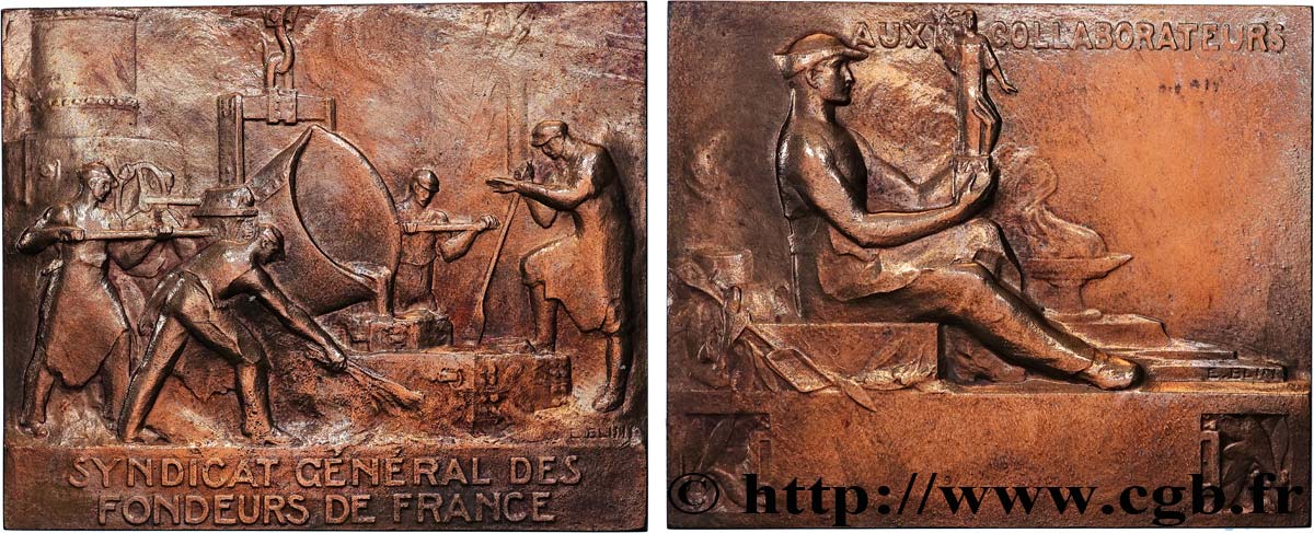 FUNFTE FRANZOSISCHE REPUBLIK Plaquette, Syndicat général des fondeurs de France VZ