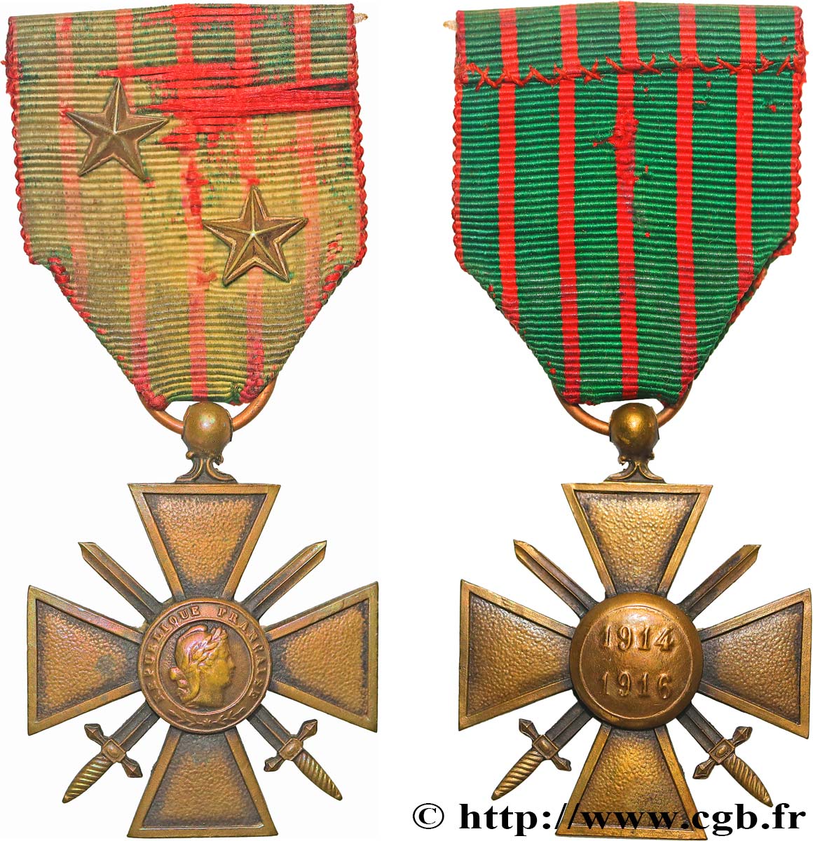 TERCERA REPUBLICA FRANCESA Croix de guerre, 1914-1916 MBC