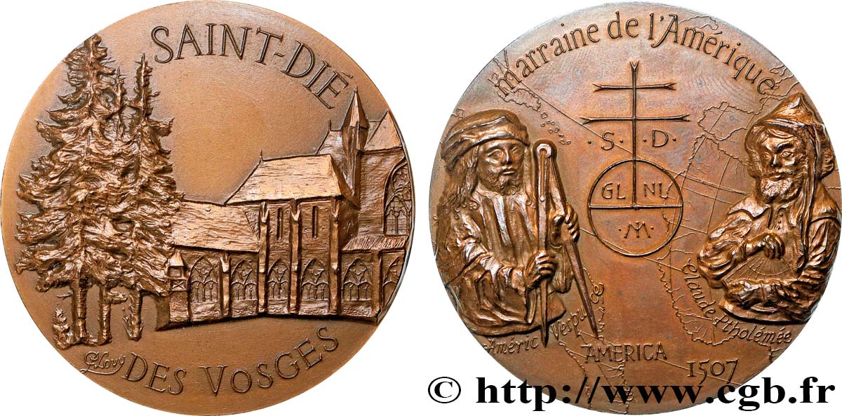 QUINTA REPUBLICA FRANCESA Médaille, Saint-Dié-des-Vosges, marraine de l’Amérique EBC