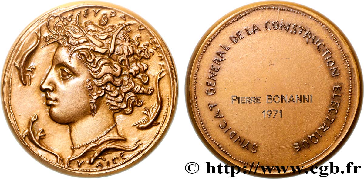 QUINTA REPUBLICA FRANCESA Médaille, Syndicat général de la construction électrique EBC