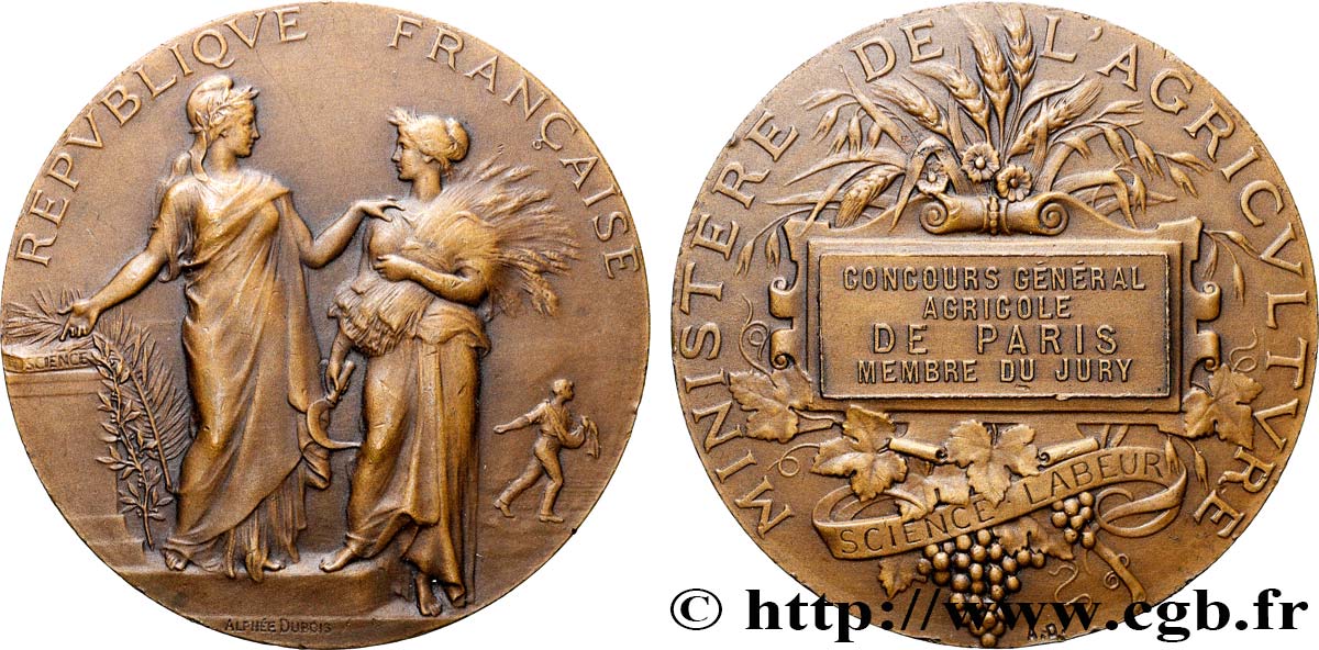 TROISIÈME RÉPUBLIQUE Médaille de récompense, Concours général agricole SUP/TTB+