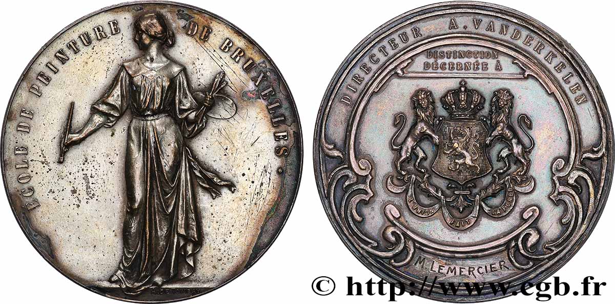 BELGIQUE Médaille, École de peinture de Bruxelles TTB
