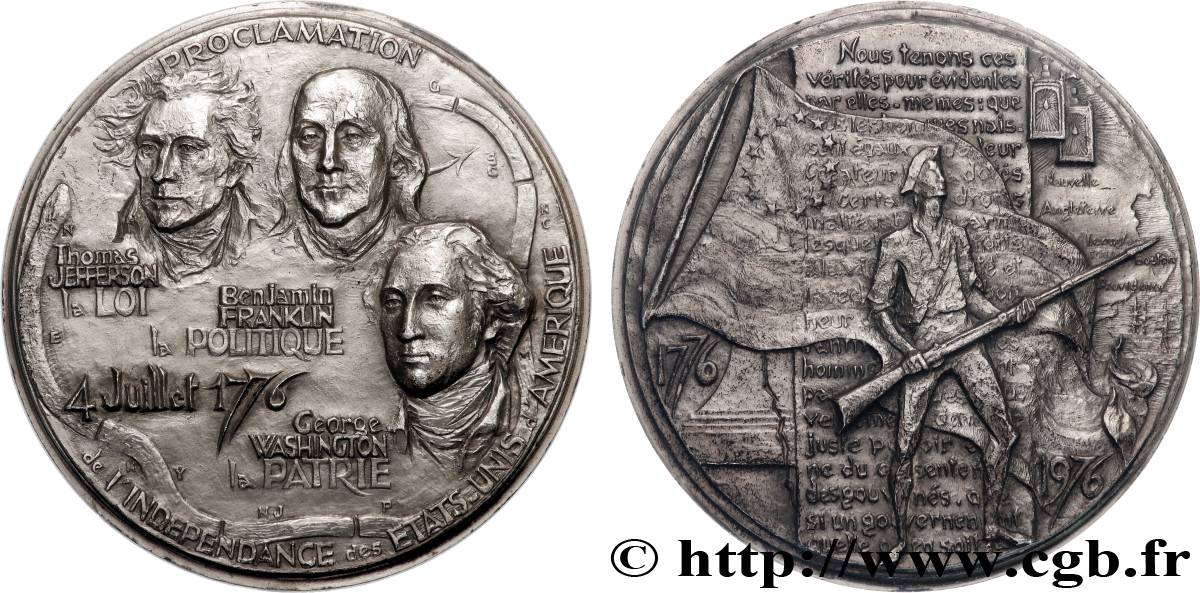 ÉTATS-UNIS D AMÉRIQUE Médaille, Proclamation de l’indépendance des États-Unis, Exemplaire Editeur SUP