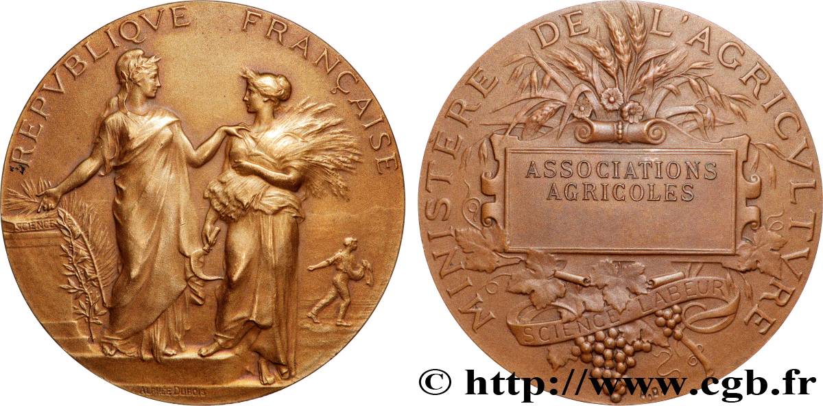 III REPUBLIC Médaille, Associations agricoles AU/AU