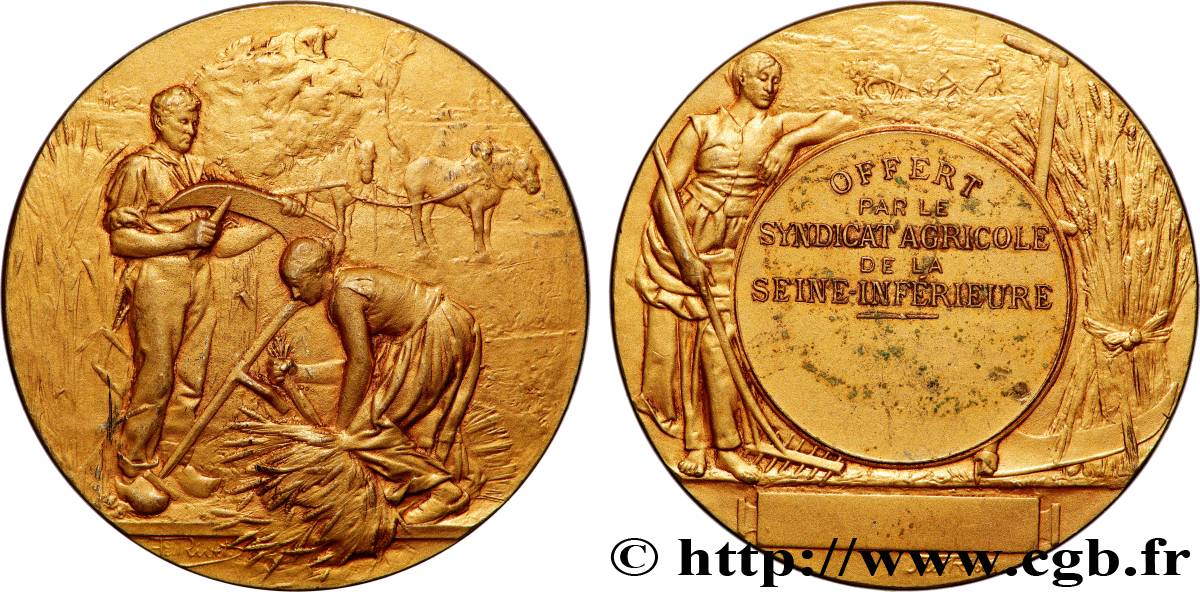 III REPUBLIC Médaille, Offert par le syndicat agricole de la Seine-Inférieure AU