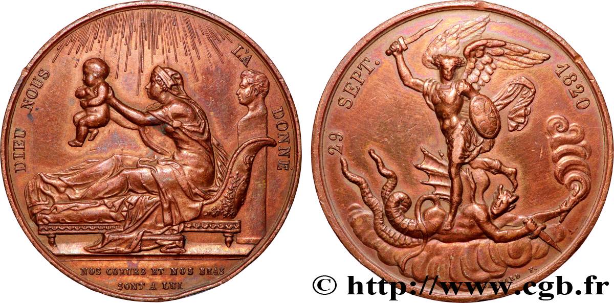 HENRI V COMTE DE CHAMBORD Médaille, Naissance de Henri, duc de Bordeaux, futur comte de Chambord MBC