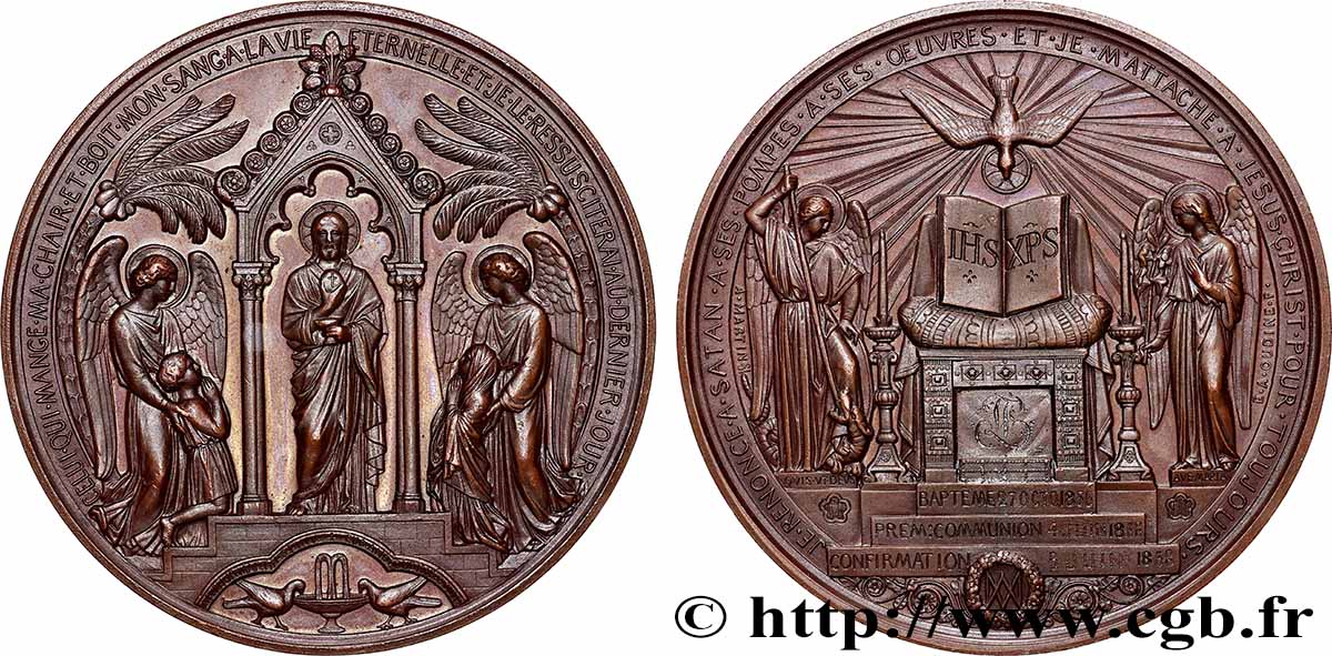 SECOND EMPIRE Médaille de Baptême, Communion et Confirmation SUP