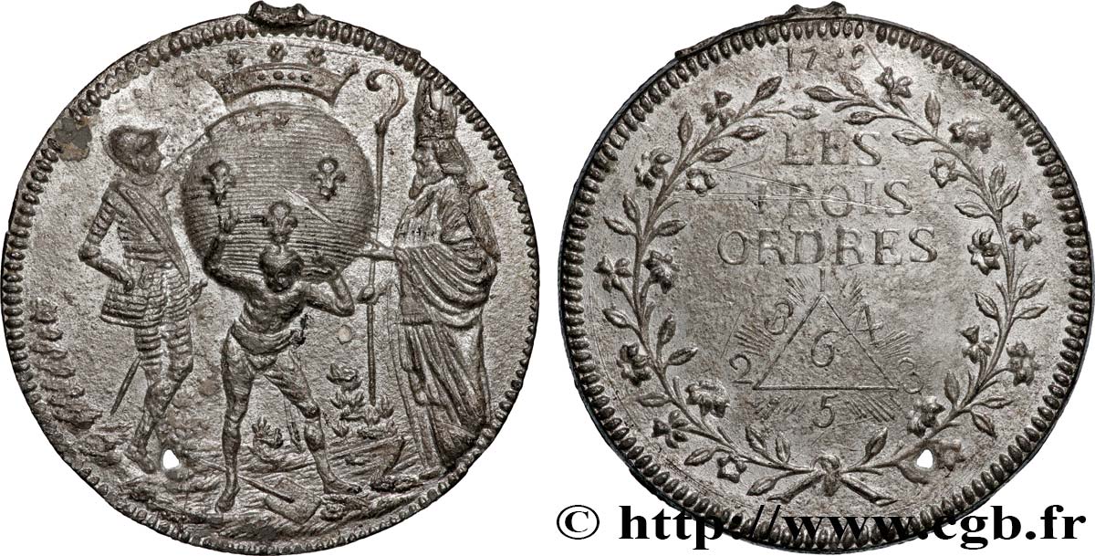 FRENCH CONSTITUTION Médaille, Allégorie des Trois ordres XF