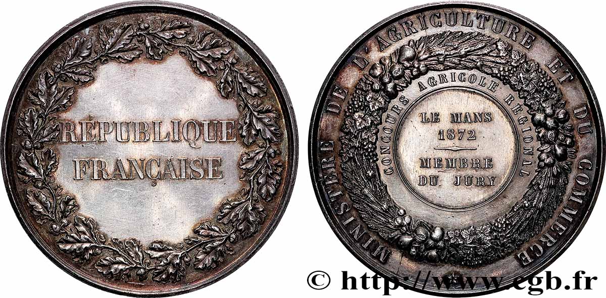 TROISIÈME RÉPUBLIQUE Médaille, Concours agricole régional SUP/TTB+