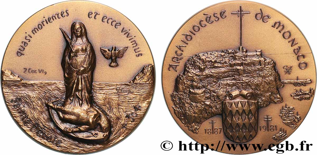 MONACO Médaille, Archidiocèse de Monaco SUP