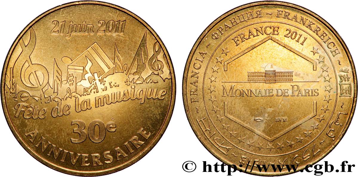 MÉDAILLES TOURISTIQUES Médaille touristique, 30e anniversaire de la fête de la musique TTB+