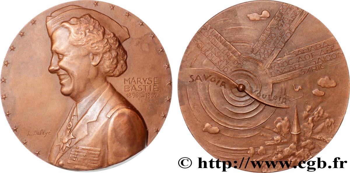 AÉRONAUTIQUE - AVIATION : AVIATEURS & AVIONS Médaille, Maryse Bastié SUP