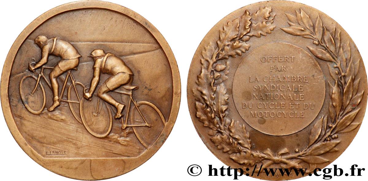 III REPUBLIC Médaille, Cyclistes n°3, Chambre syndicale nationale du cycle et du motocycle AU