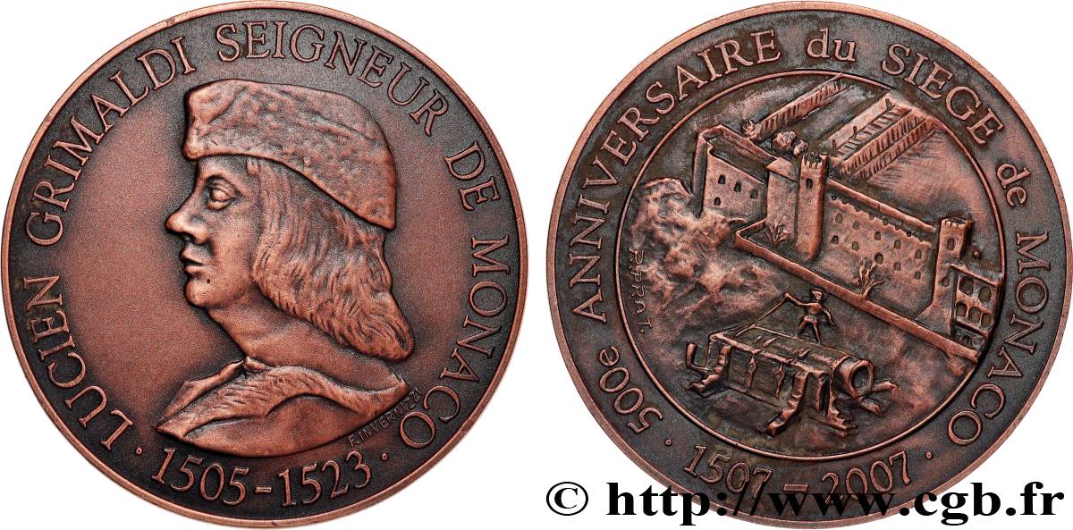 MONACO Médaille, Lucien Grimaldi, seigneur de Monaco AU